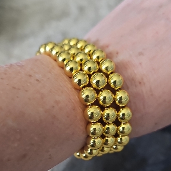 Elegant Gold Beaded Bracelet Set Of 3 - Picture 1 of 2